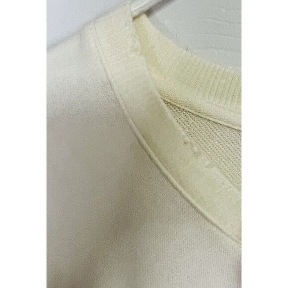 Dance & Marvel Womens Medium Cream Sweatshirt Distressed Slashed Cut Up - Picture 5 of 9